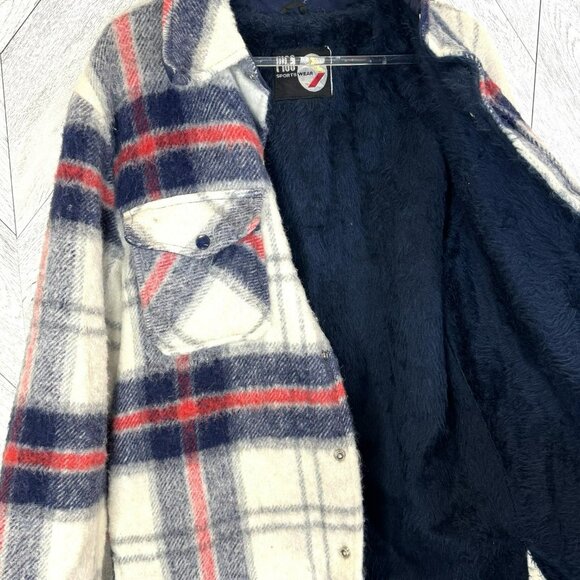 Vintage 70's Jacket Shacket Mens Size Medium Plaid Snap Front Retro Hipster - Picture 8 of 9